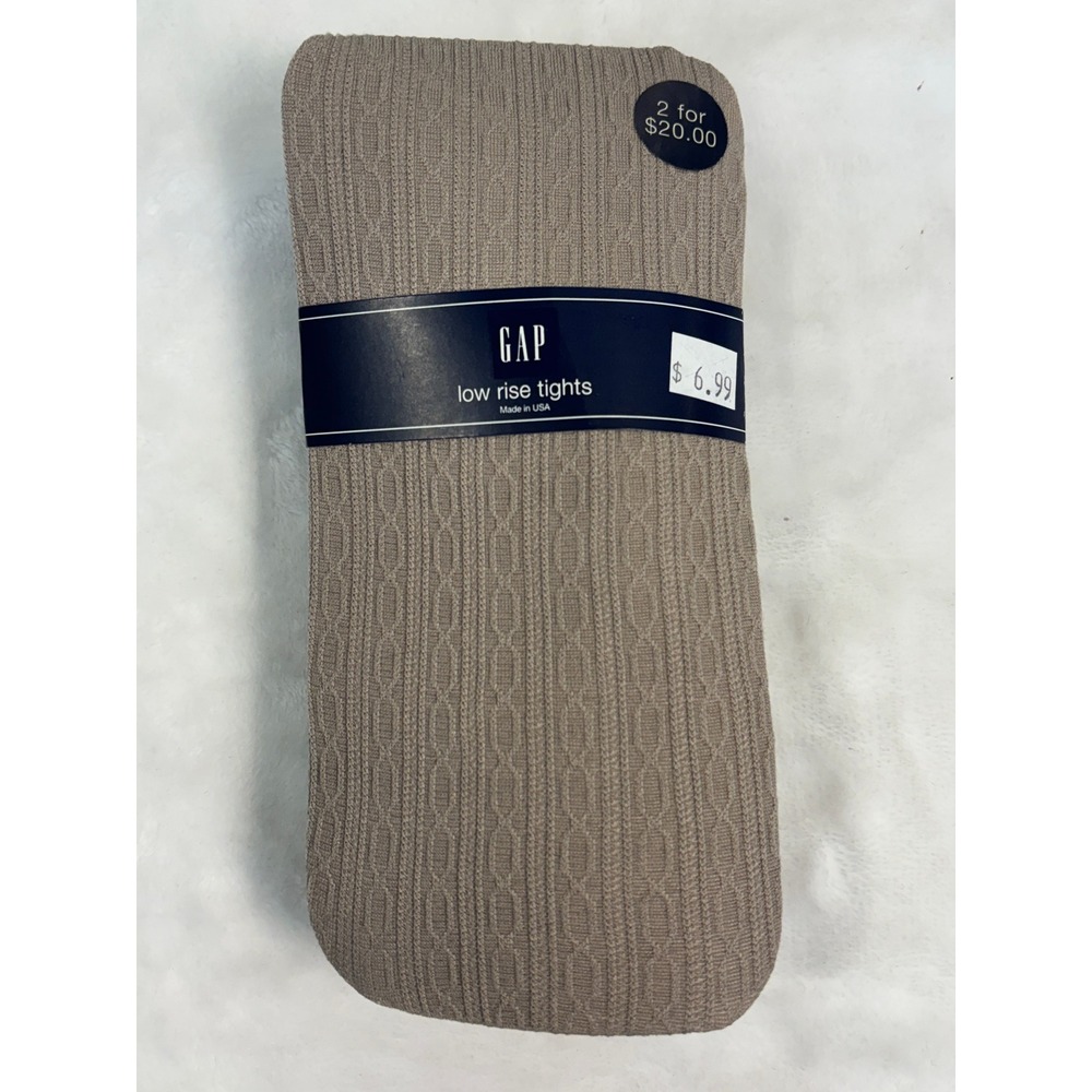 Gap Low Rise Tights Taupe Brown Cable Knit Vintage Made in USA Size Tall NWT